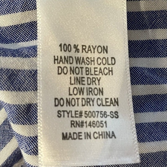 Monteau Los Angeles Midi Dress Blue White Striped Ruffles Women’s Size M… - Picture 7 of 7